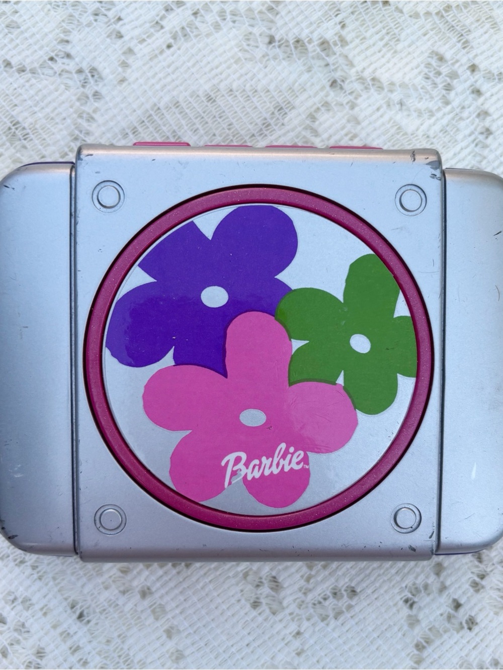 Vintage 1999 Mattel Barbie Floral Portable Stereo Tape Cassette Player Tested